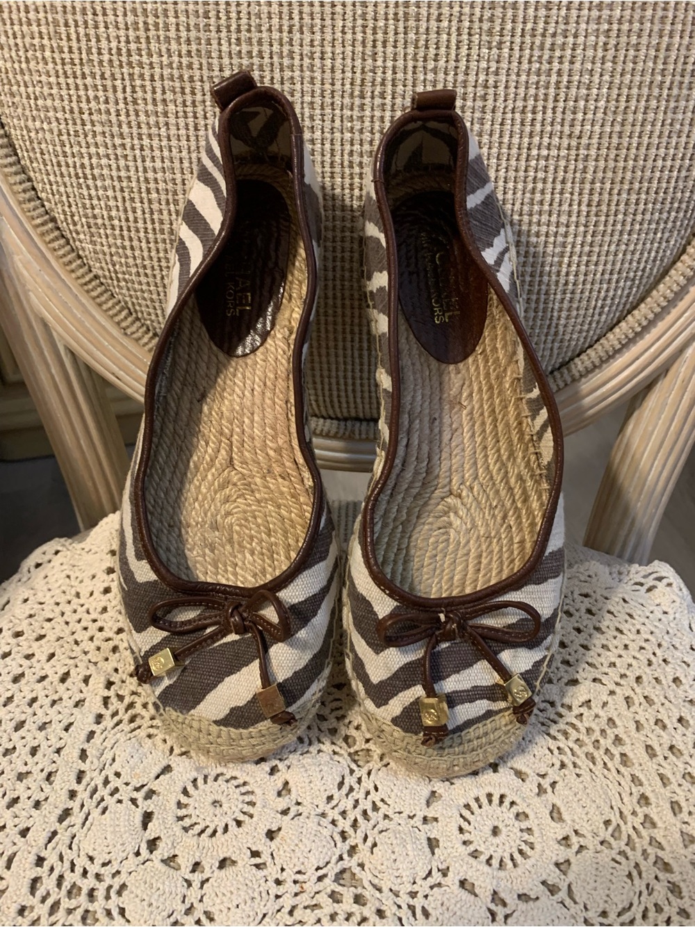 Michael Kors Zebra Print canvas espadrille flats size 8 1/2